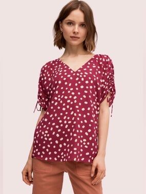 Kate Spade Ruched Sleeve Top - Berry